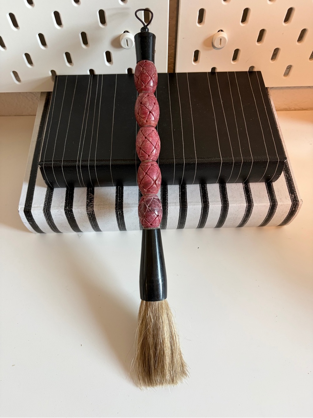 Handcrafted Red & Black Decorative Brush for Home Accents